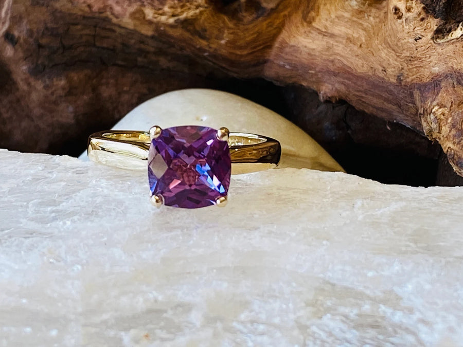 Cushion Cut Alexandrite Engagement Ring