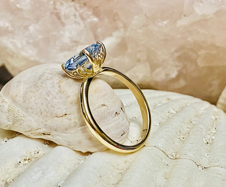 Emerald Cut Aquamarine Engagement Ring