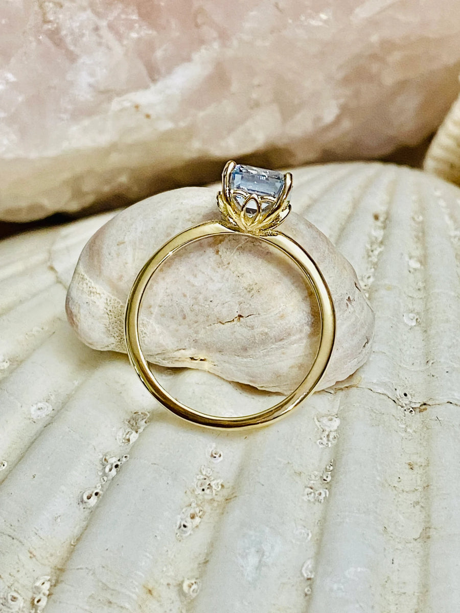 Emerald Cut Aquamarine Engagement Ring