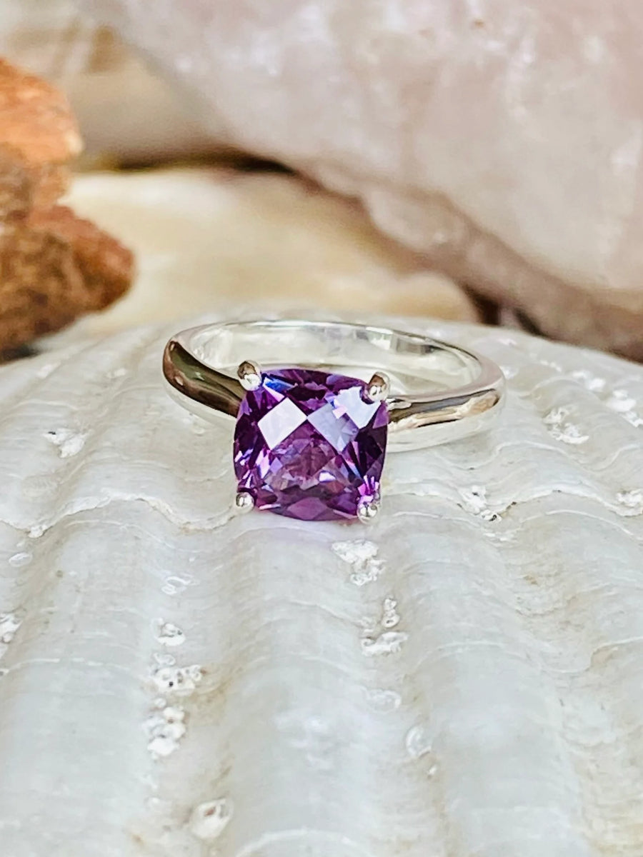 Cushion Cut Alexandrite Engagement Ring