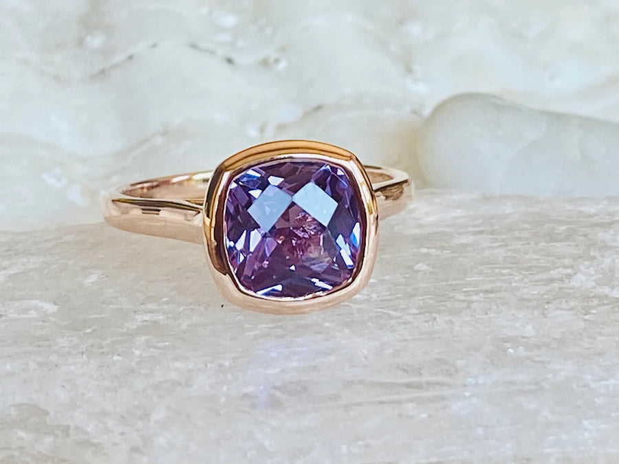 Alexandrite Bezel Solitaire Engagement Ring