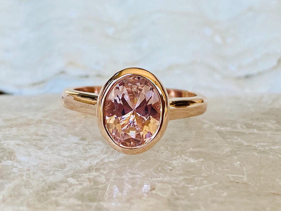 Oval Morganite Solitaire Engagement Ring