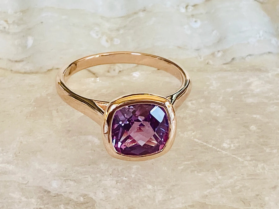 Alexandrite Bezel Solitaire Engagement Ring