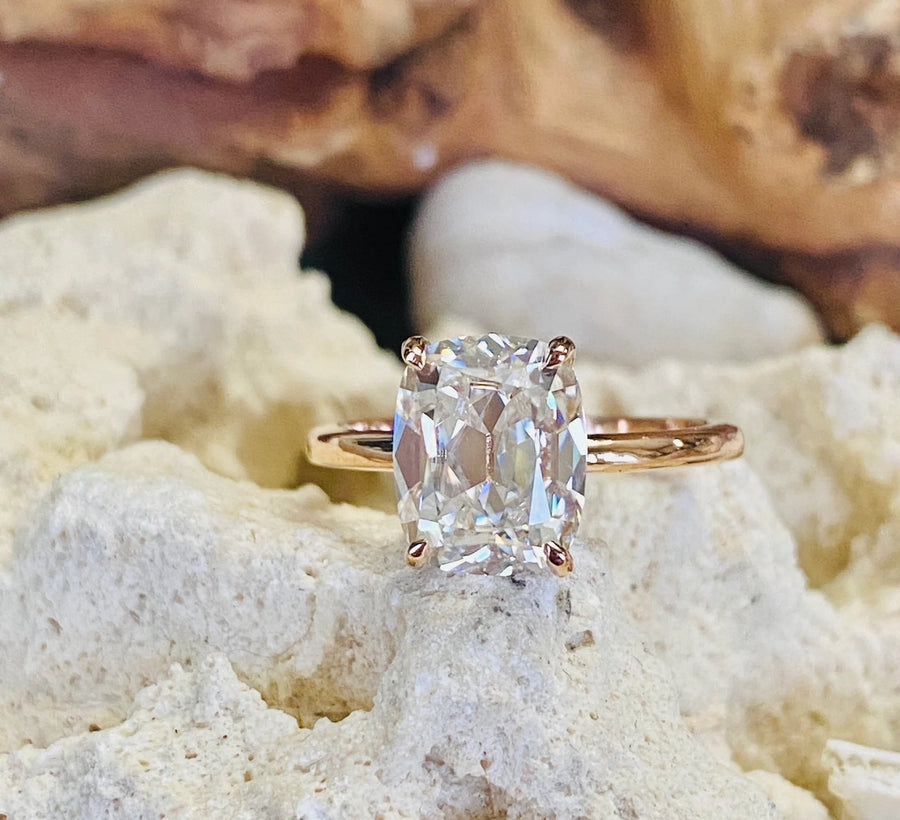 Old Mine Cut Antique Elongated Cushion Cut Moissanite