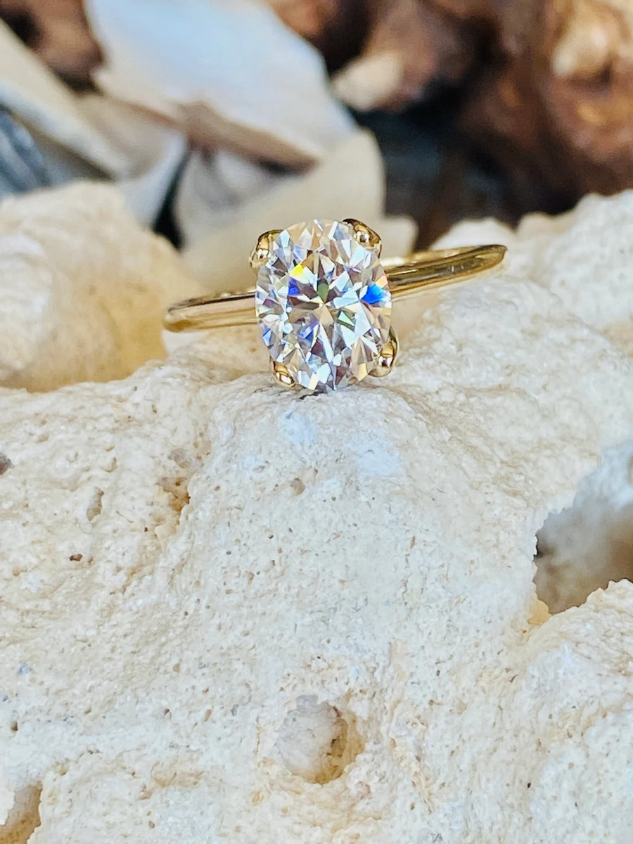 14k Oval 2.00ct Moissanite Solitaire Engagement Ring