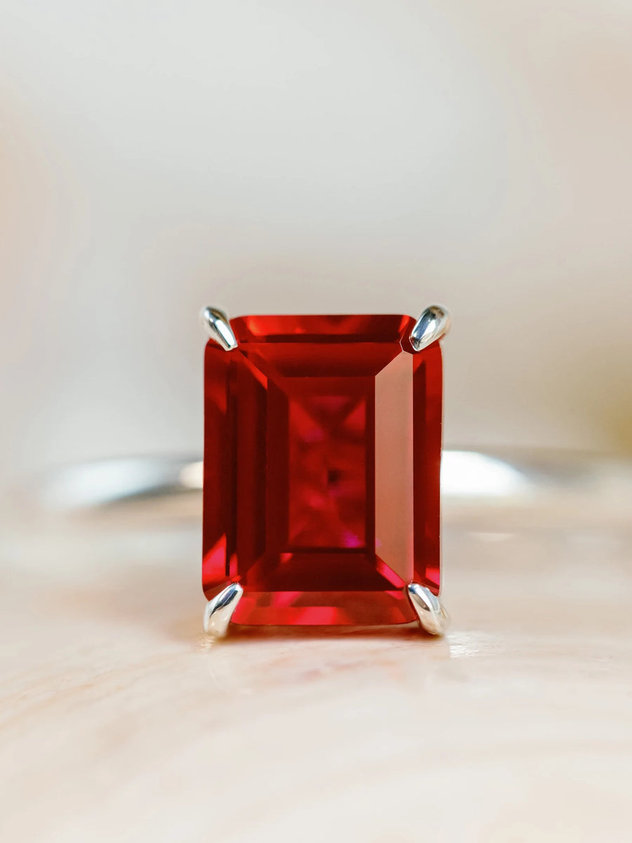 14k Emerald Cut Ruby Solitaire Setting Engagement Ring