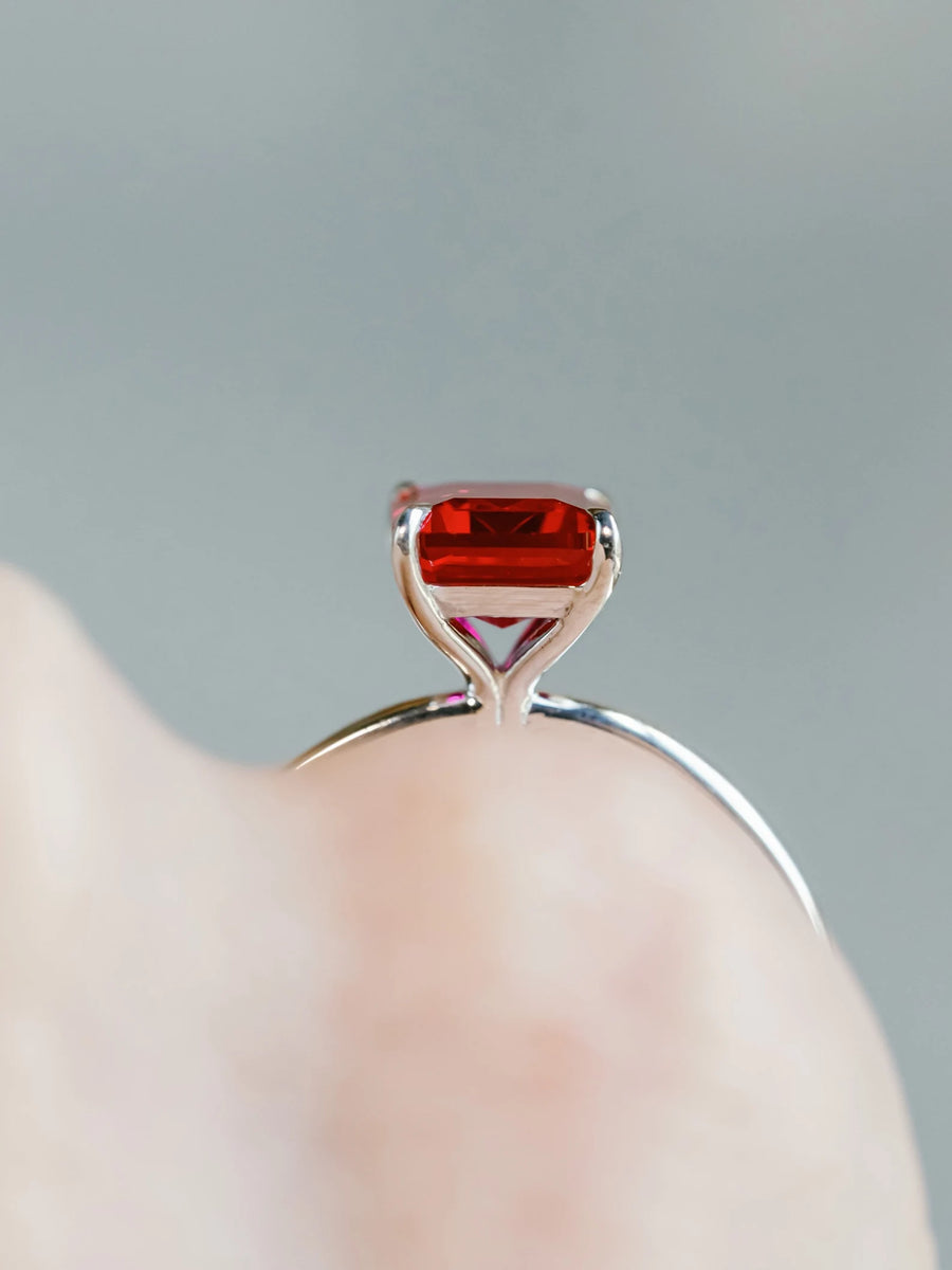 14k Emerald Cut Ruby Solitaire Setting Engagement Ring