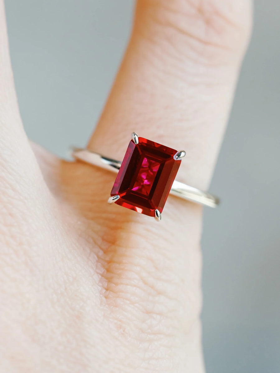 14k Emerald Cut Ruby Solitaire Setting Engagement Ring