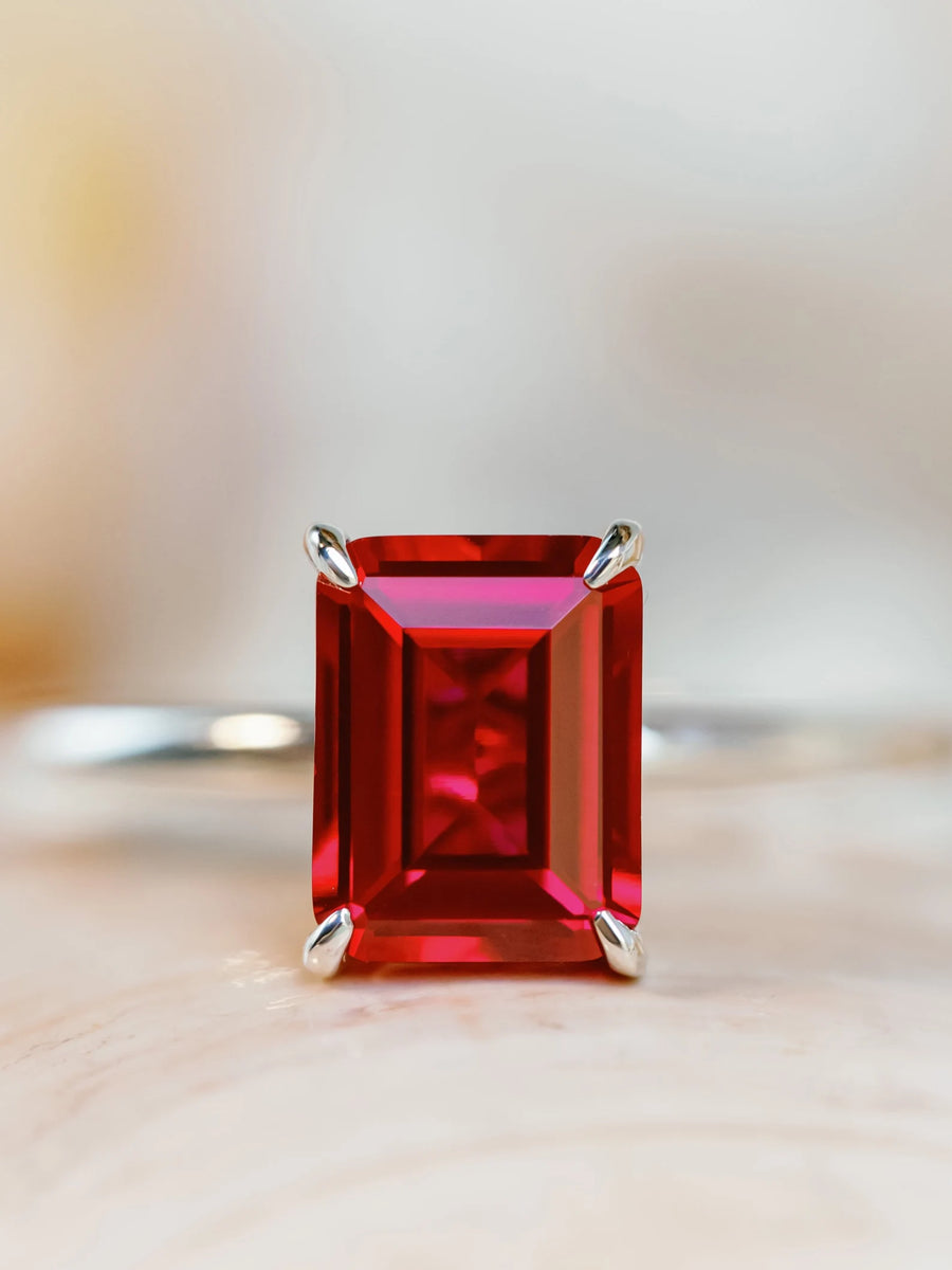 14k Emerald Cut Ruby Solitaire Setting Engagement Ring