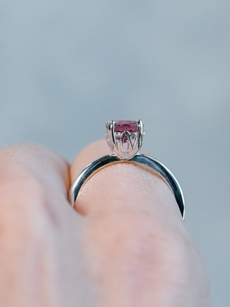 14k Oval Natural Pink Spinel Solitaire Engagement Ring