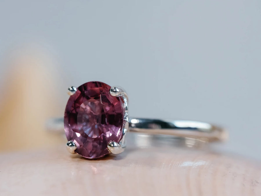 14k Oval Natural Pink Spinel Solitaire Engagement Ring