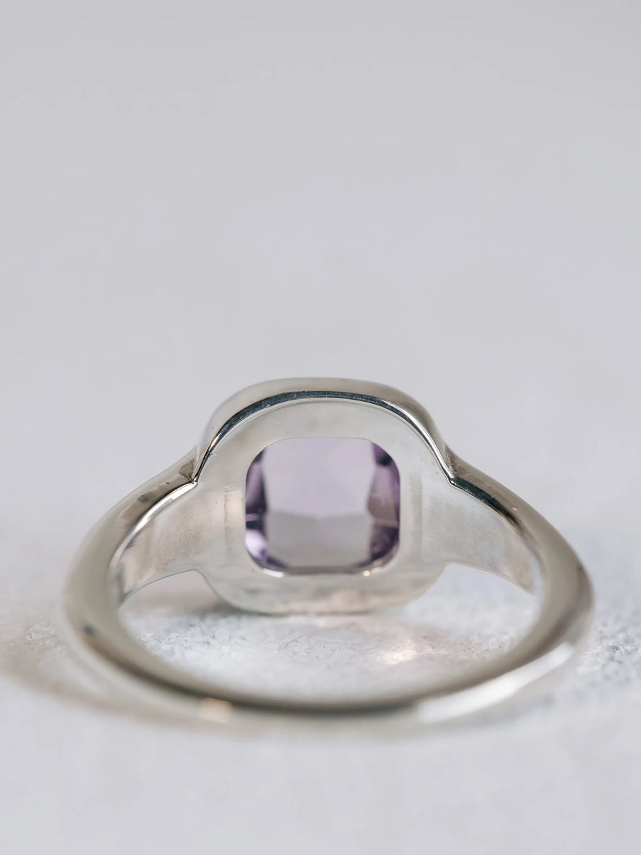 14k Cushion Rose Cut Rose De France Natural Lavender Amethyst Bezel Setting Ring