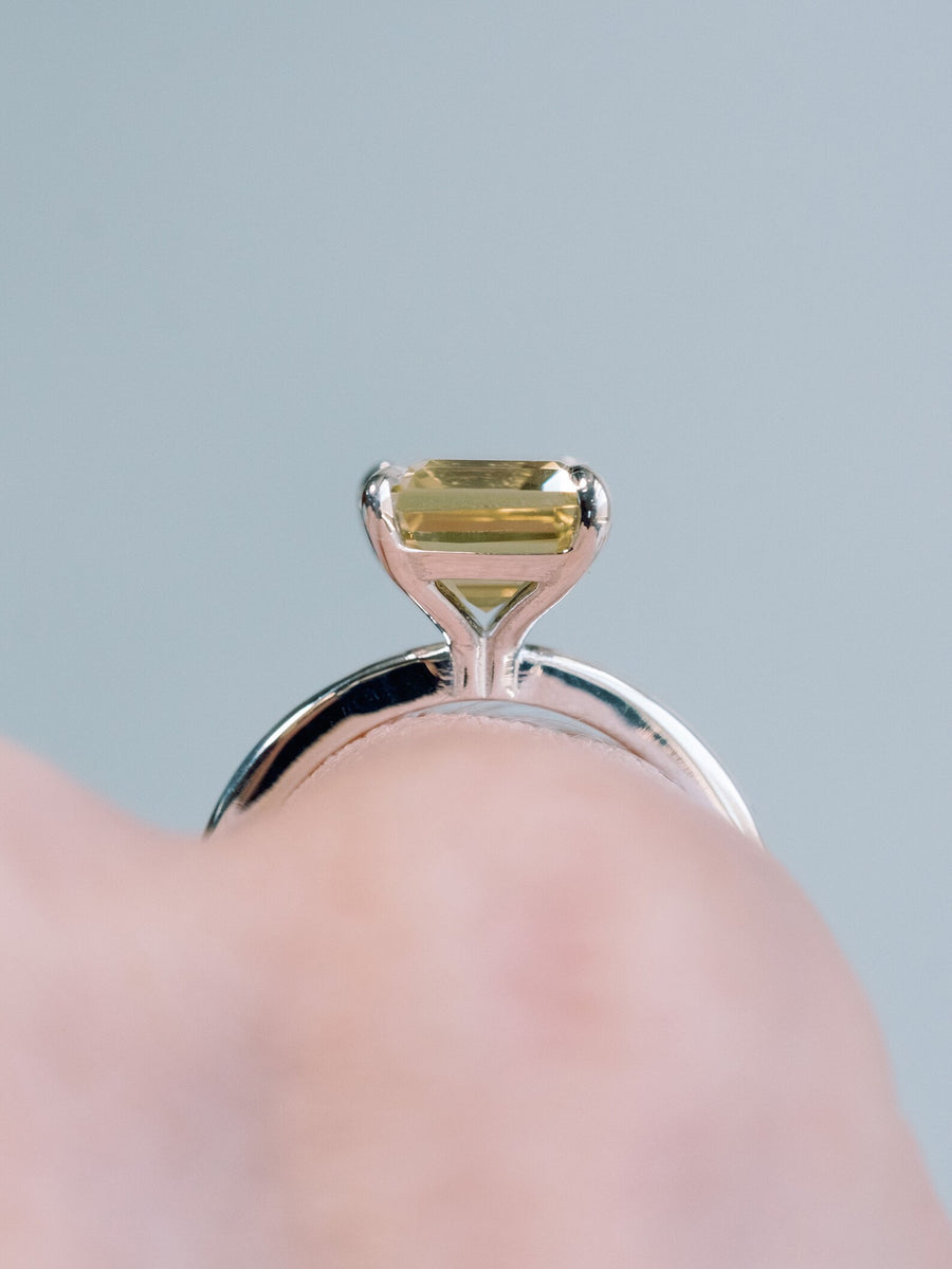 14k Emerald Cut Citrine Solitaire Ring