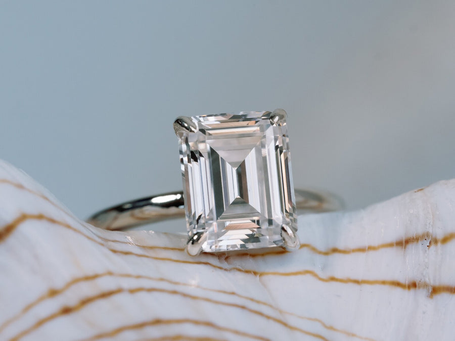 14k Emerald Cut Moissanite Solitaire Engagement Ring 4ct Ethically Sourced