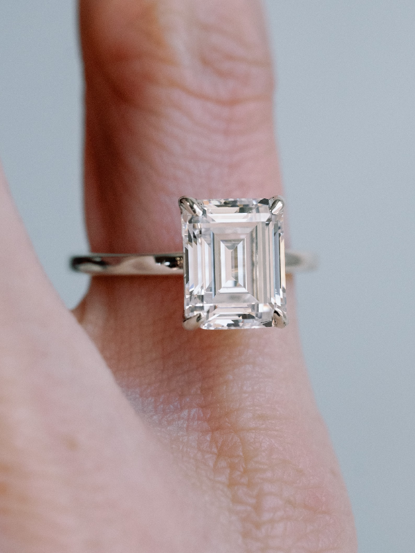 14k Emerald Cut Moissanite Solitaire Engagement Ring 4ct Ethically Sourced