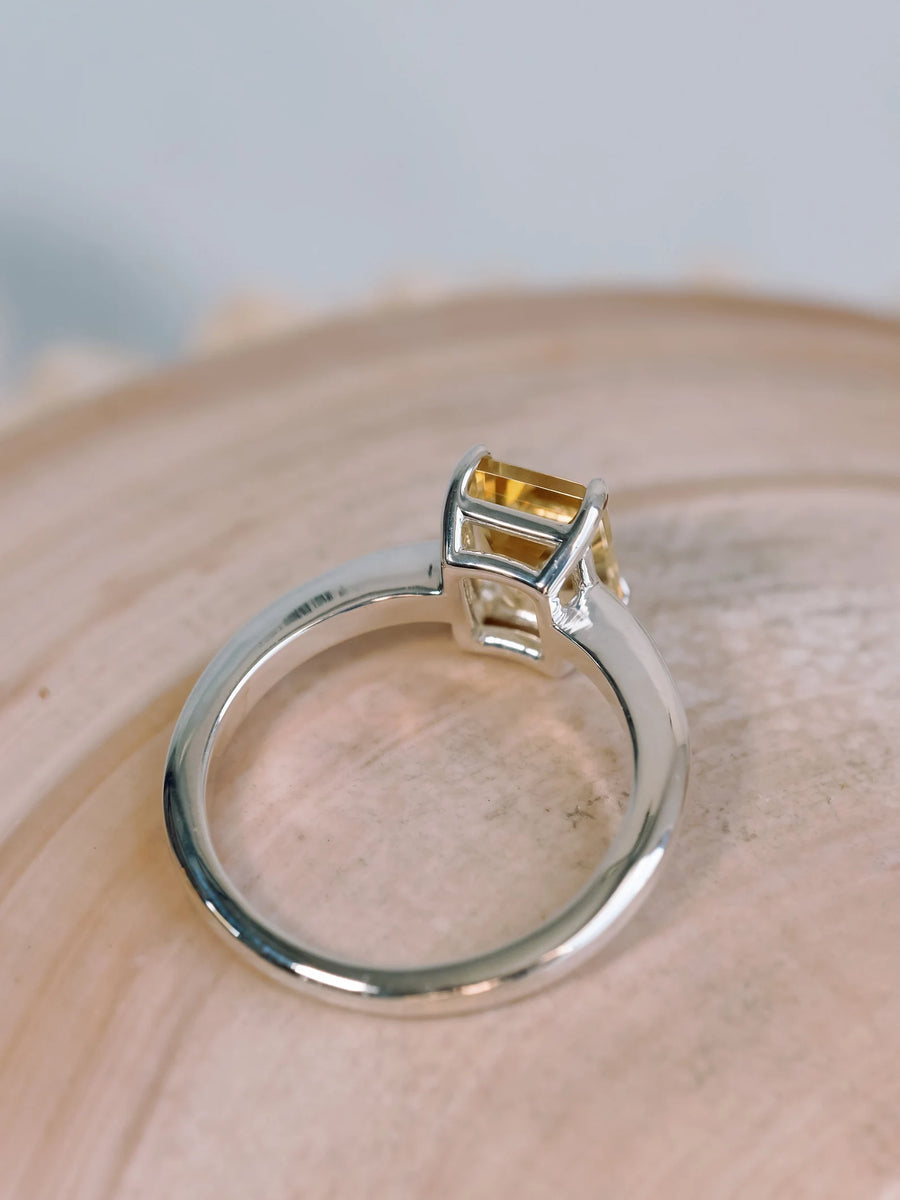 14k Emerald Cut 1.5ct Natural Citrine Solitaire Ring
