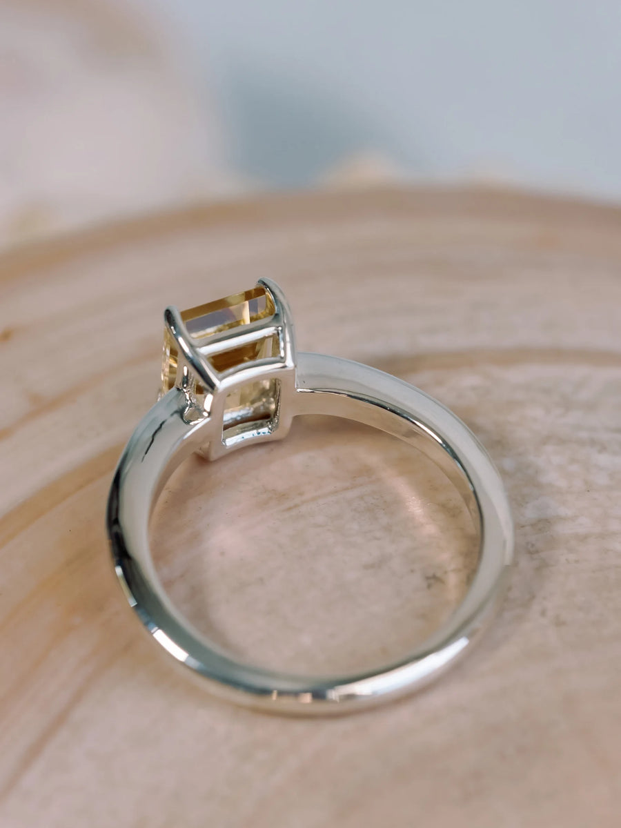 14k Emerald Cut 1.5ct Natural Citrine Solitaire Ring