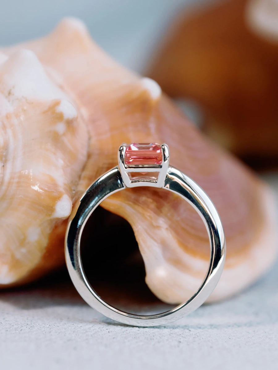 14k Pink Natural Topaz Solitaire Ring - Gift For Her