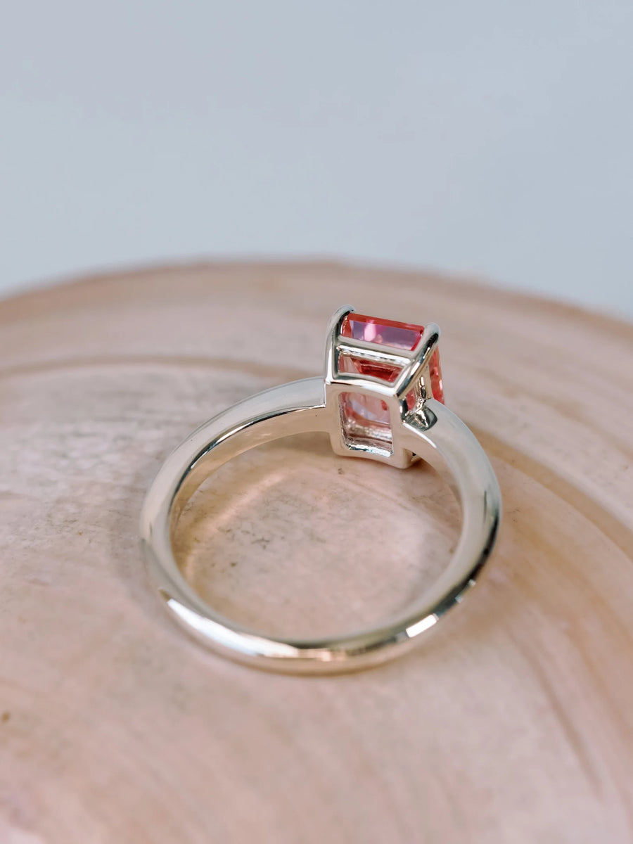 14k Pink Natural Topaz Solitaire Ring - Gift For Her