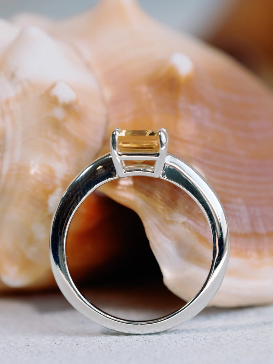 14k Emerald Cut 1.5ct Natural Citrine Solitaire Ring