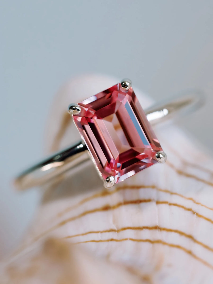 14k Pink Natural Topaz Solitaire Ring - Gift For Her
