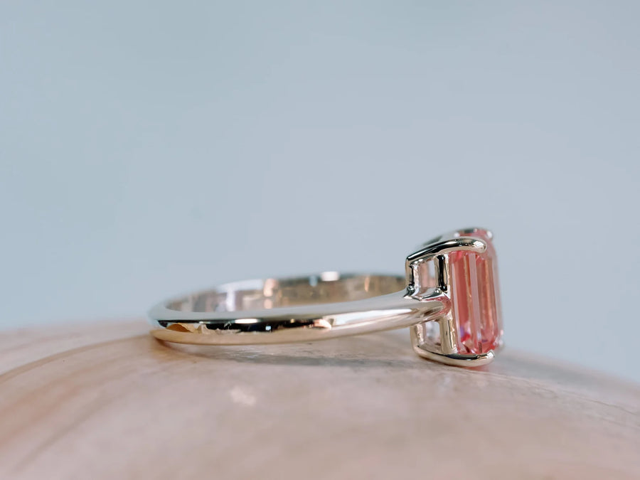 14k Pink Natural Topaz Solitaire Ring - Gift For Her