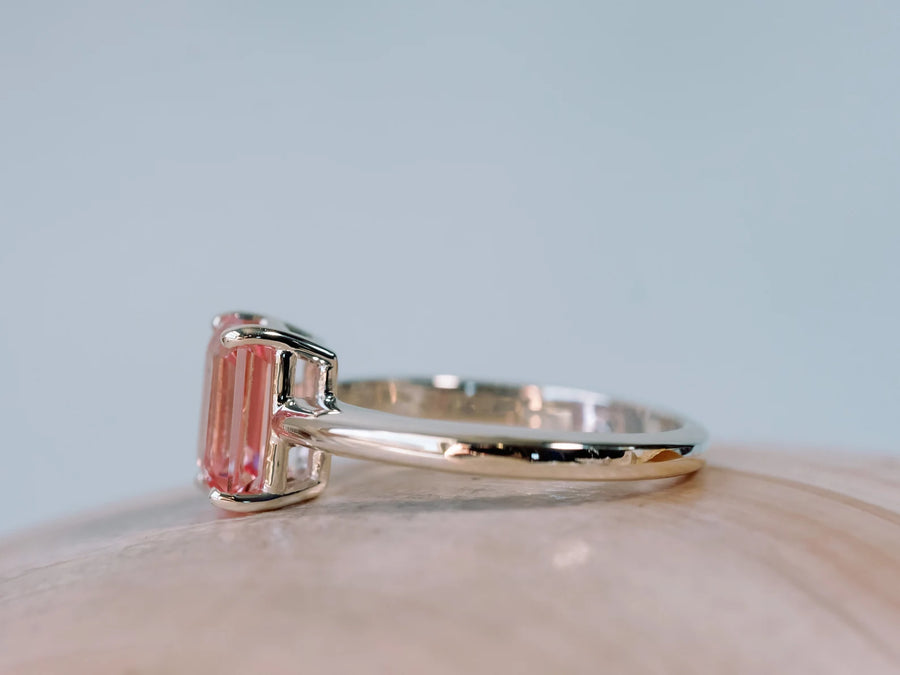 14k Pink Natural Topaz Solitaire Ring - Gift For Her