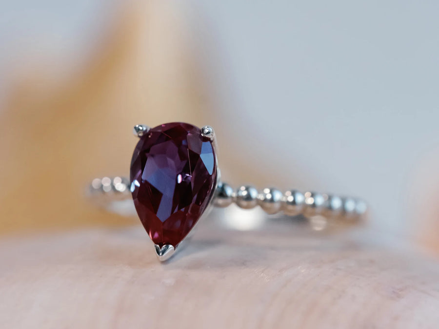 14k Alexandrite Pear Cut Solitaire Ring