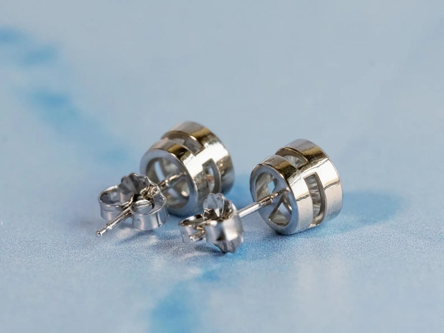 Moissanite Bezel Set Round Stud Earrings