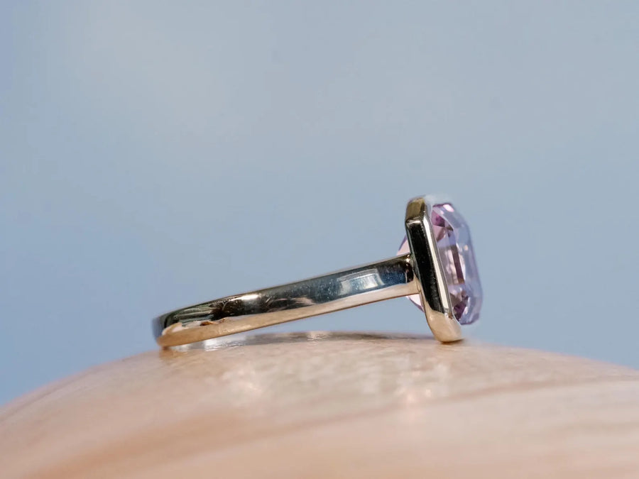 14k Rose De France Asscher Cut 2.00ct Lavender Amethyst Bezel Set Ring