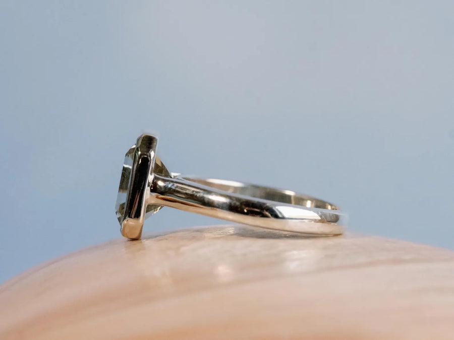 Asscher Cut 2.00ct Prasiolite Green Amethyst Bezel Ring