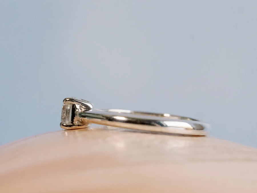 East West Emerald Cut Moissanite Solitaire Setting Stacking Ring