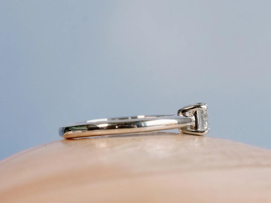 East West Emerald Cut Moissanite Solitaire Setting Stacking Ring