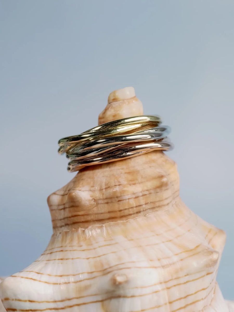 14k Solid Gold Twist Stacking Ring Matching Wedding Bands