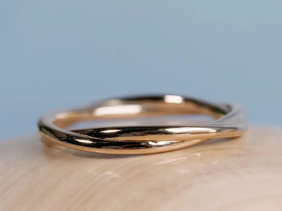 14k Solid Gold Twist Stacking Ring Matching Wedding Bands