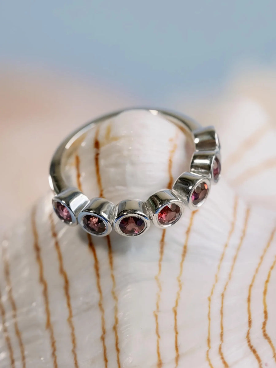 Rhodolite Natural Garnet Bezel Ring