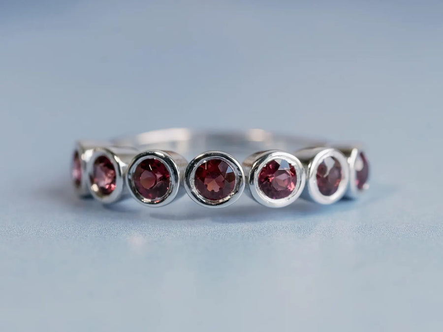 Rhodolite Natural Garnet Bezel Ring
