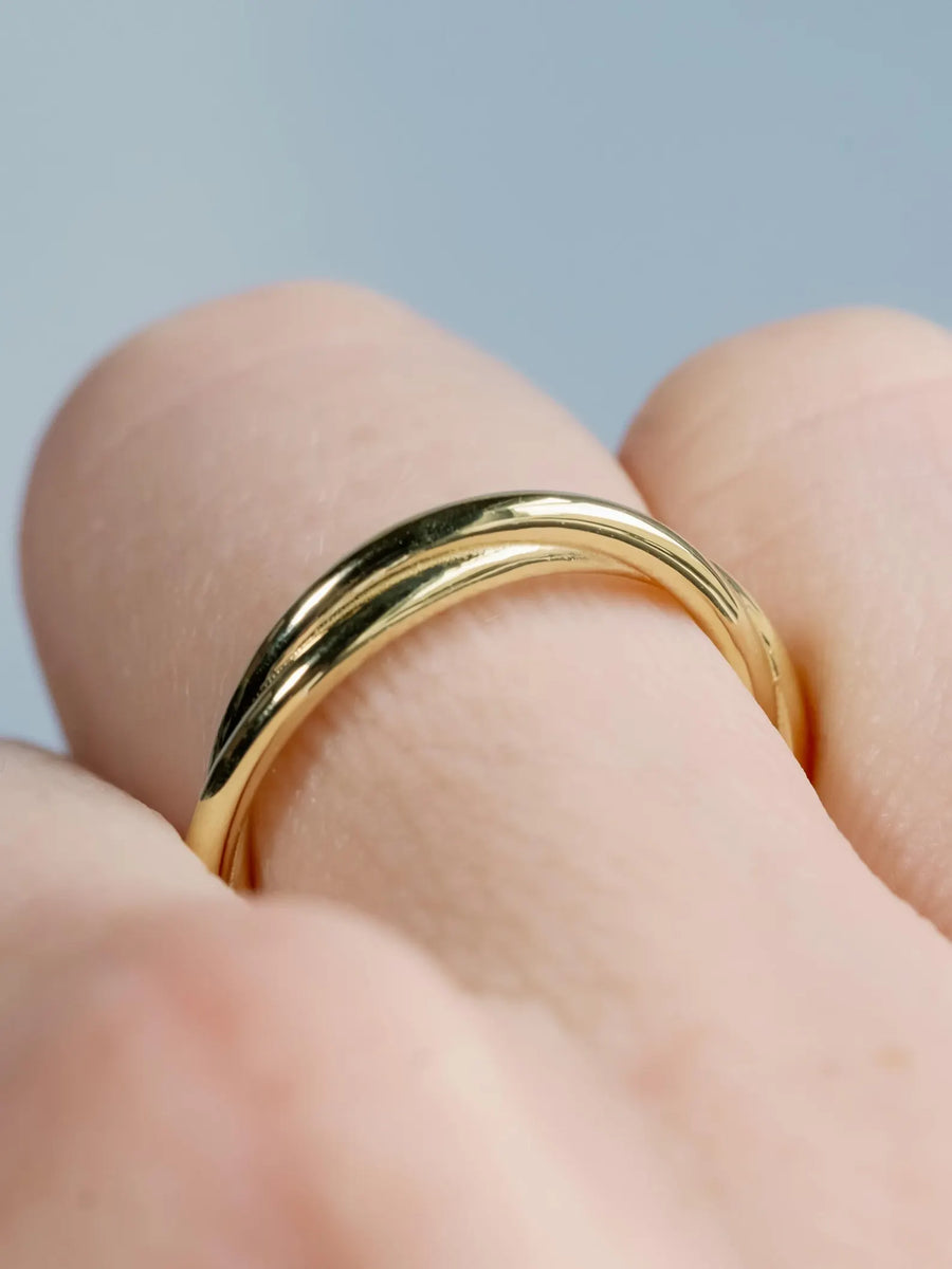 14k Solid Gold Twist Stacking Ring Matching Wedding Bands