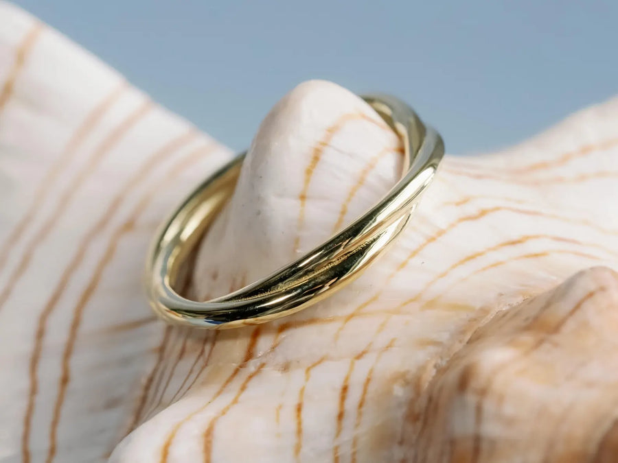 14k Solid Gold Twist Stacking Ring Matching Wedding Bands