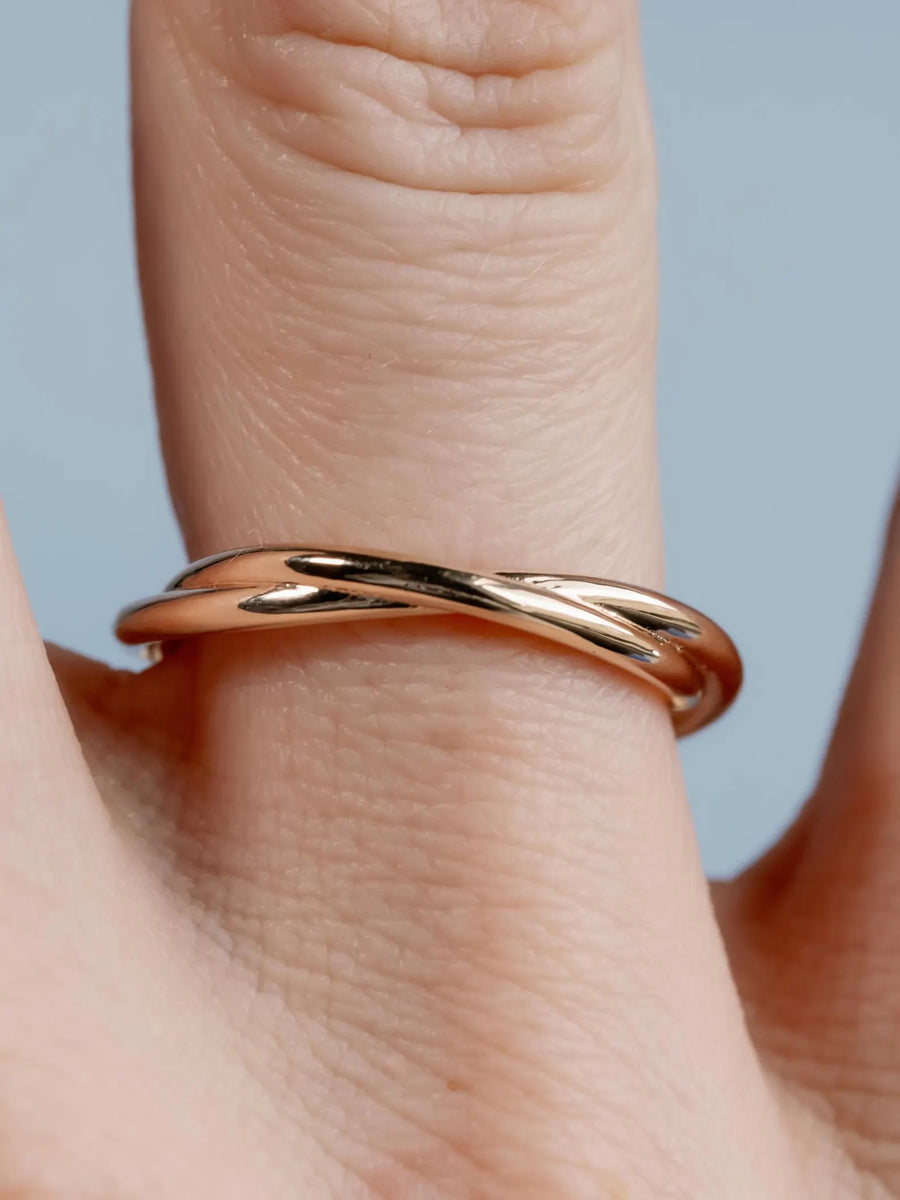 14k Solid Gold Twist Stacking Ring Matching Wedding Bands