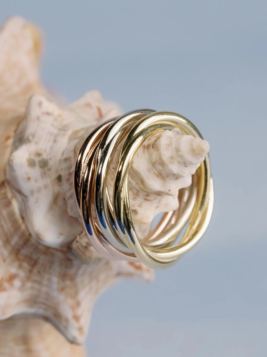 14k Solid Gold Twist Stacking Ring Matching Wedding Bands