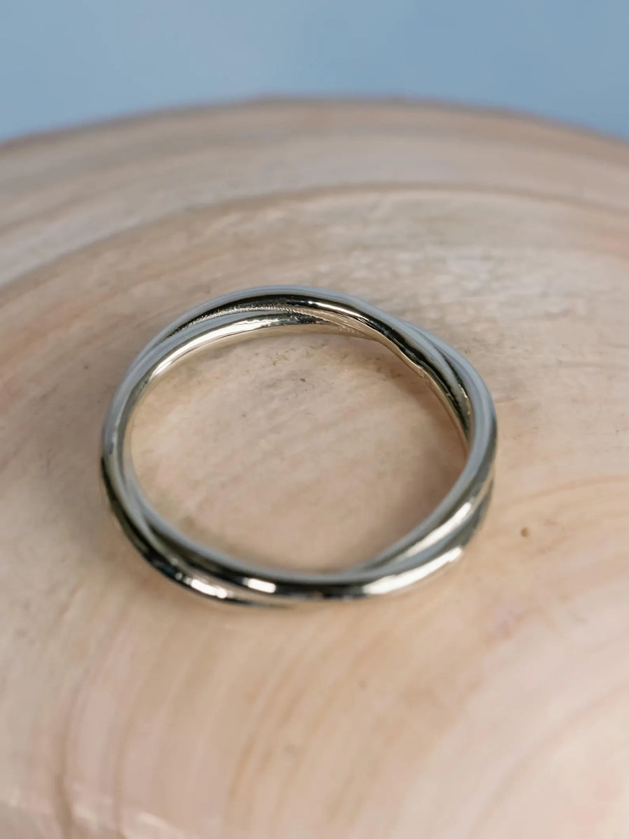 14k Solid Gold Twist Stacking Ring Matching Wedding Bands