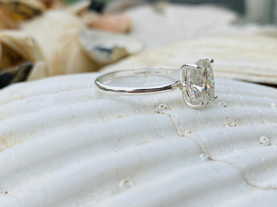 Antique Cushion Cut  Moissanite Engagement Ring