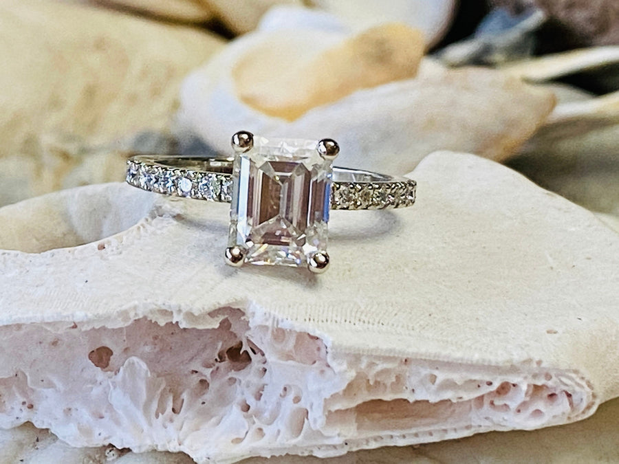 Moissanite Emerald Cut 3.00ct Diamond Engagement Ring