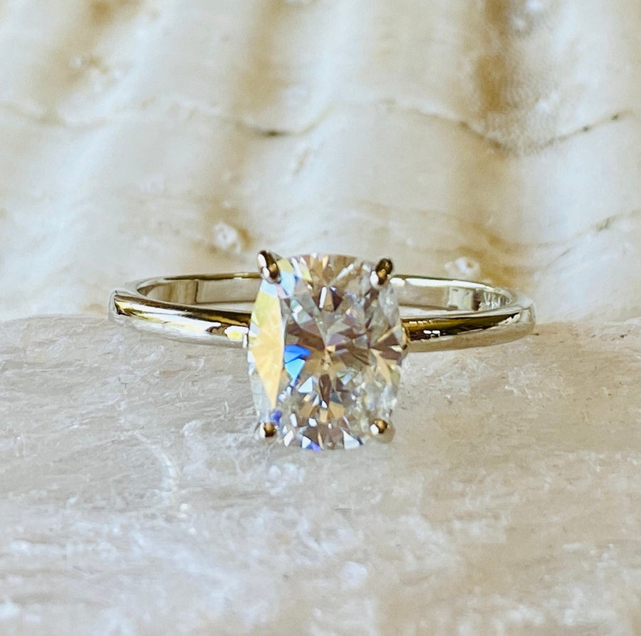 Antique Cushion Cut  Moissanite Engagement Ring