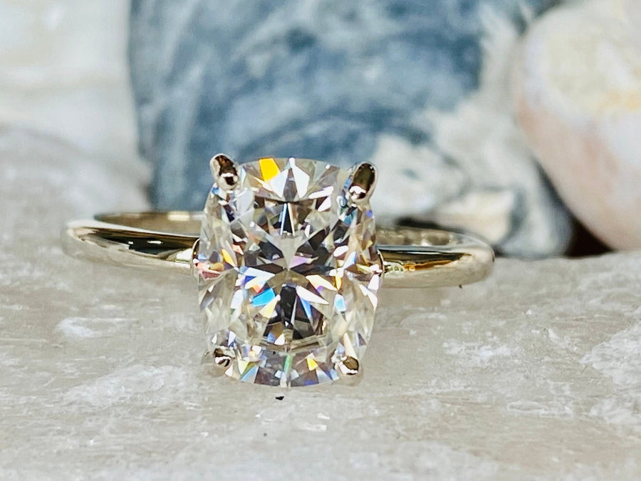 Antique Cushion Cut  Moissanite Engagement Ring