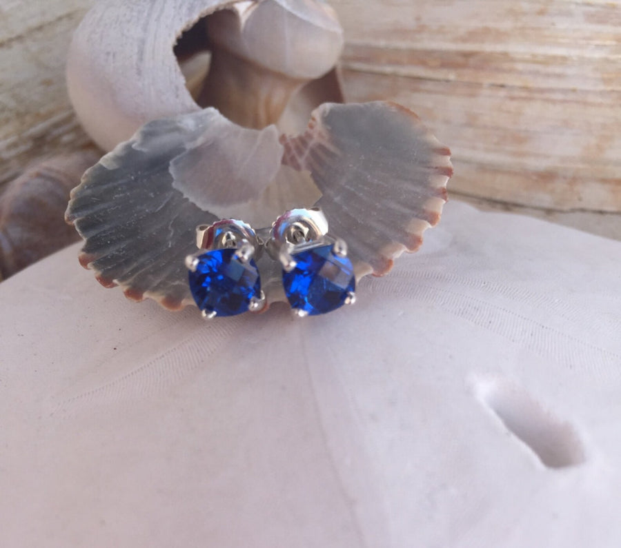 14k Gold Sapphire Stud Earrings