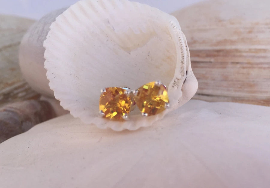 Natural Citrine Stud Earrings