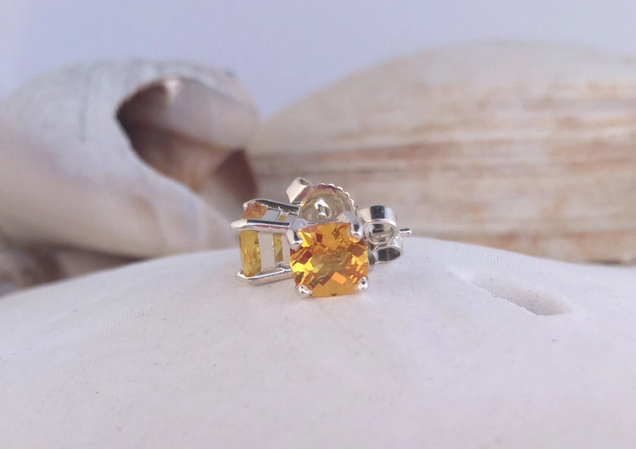 Natural Citrine Stud Earrings