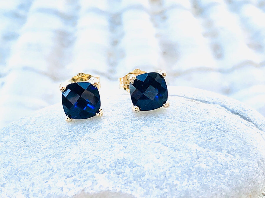 14k Gold Sapphire Stud Earrings